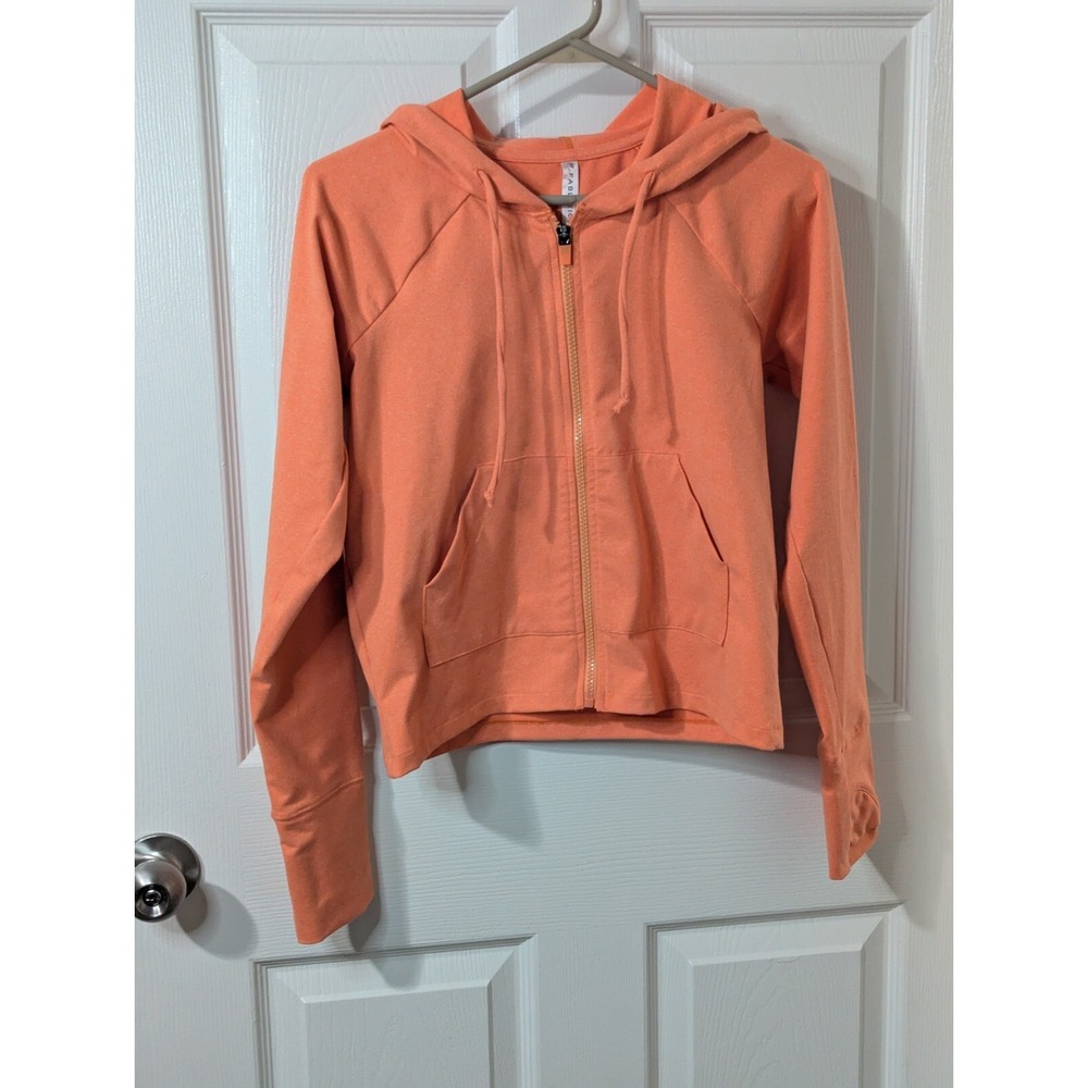 Fabletics Oasis Cropped Hoodie Jacket Women's XS Orange Glow